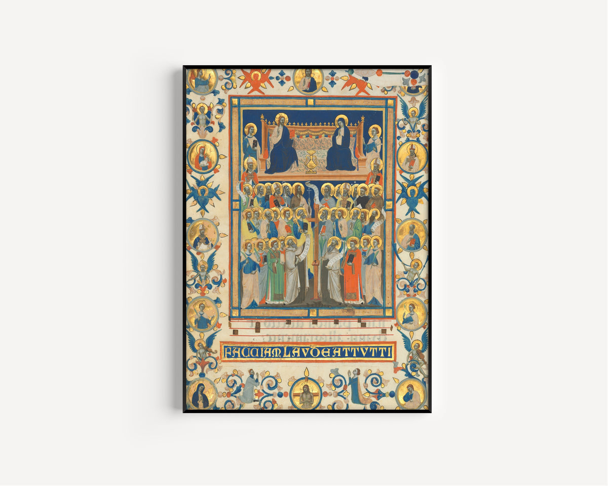 Master of the Dominican Effigies — Christ and the Virgin Enthroned with Forty Saints | Illuminated Manuscript Print