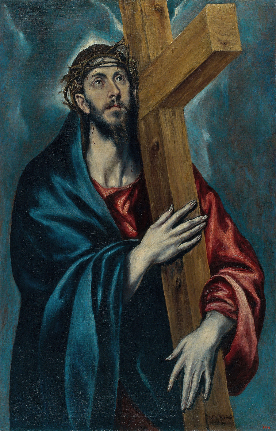El Greco — Christ with the Cross | Fine Art Print shown to scale on a wall above a sofa