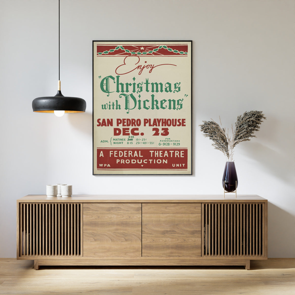 Christmas with Dickens, San Pedro Playhouse | Vintage Christmas Print