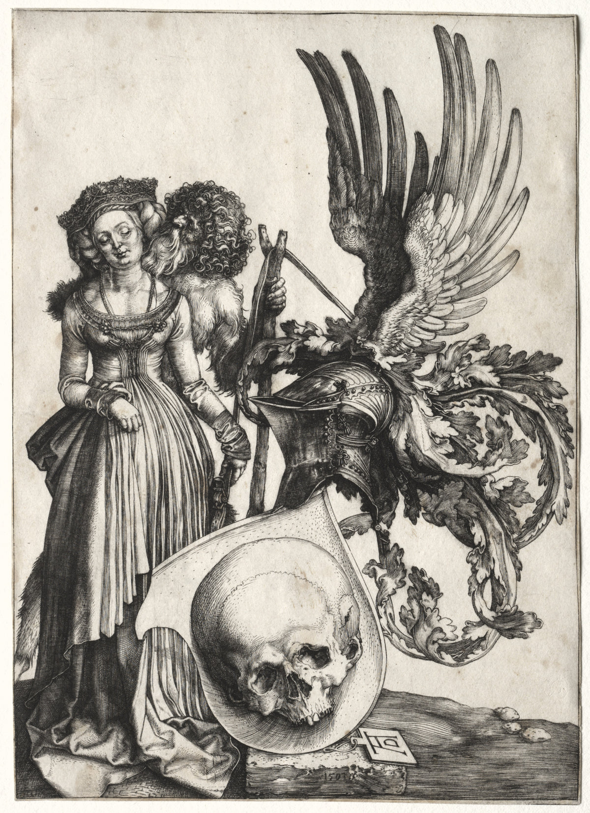 Albrecht Dürer — Coat of Arms with a Skull | Engraving Print
