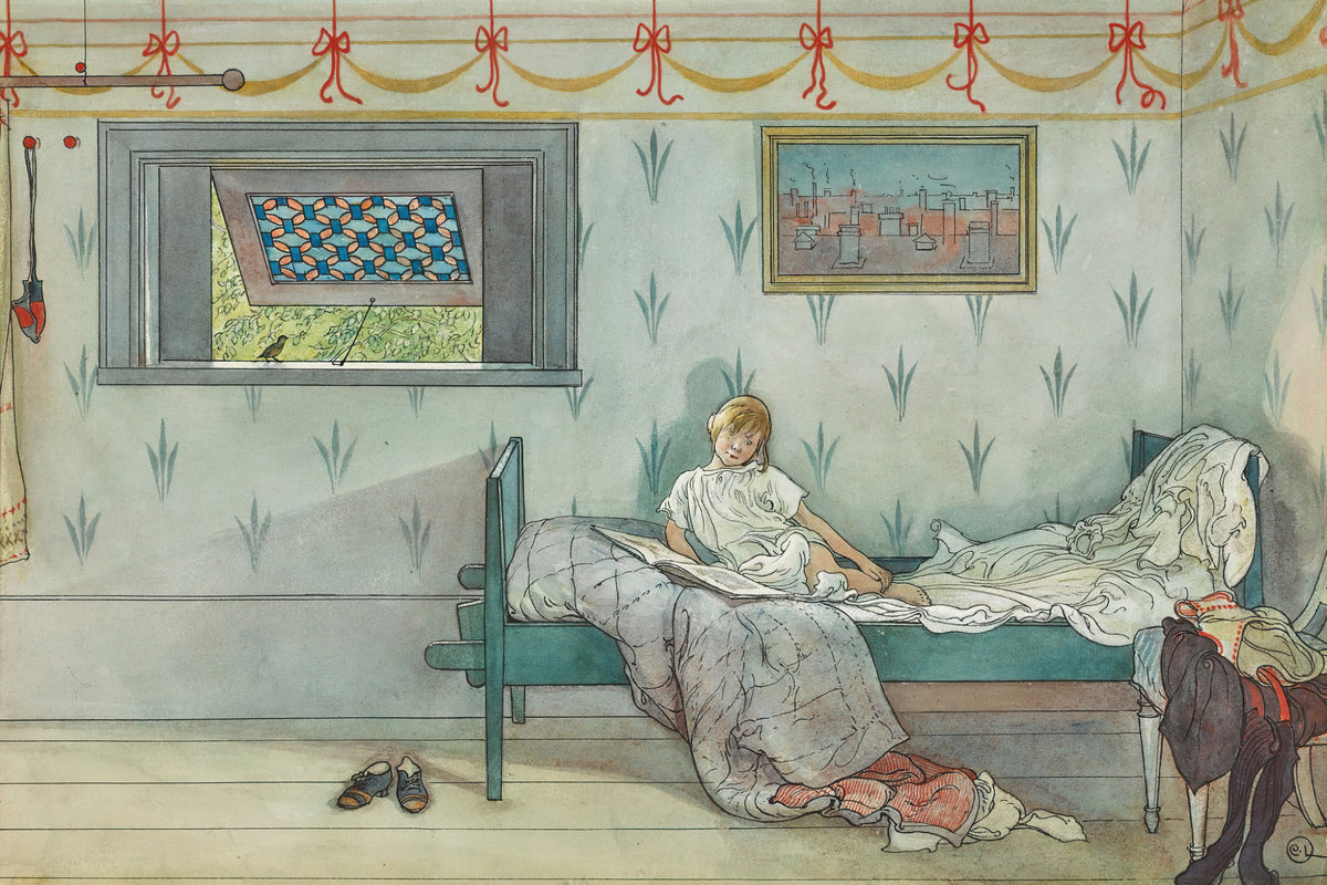 Carl Larsson — Cock-a-doodle-do, It's Seven O'Clock | Swedish Watercolour Print