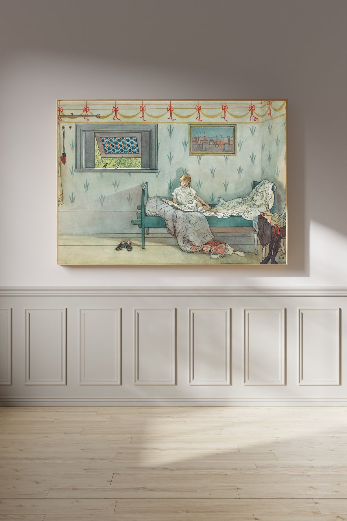 Carl Larsson — Cock-a-doodle-do, It's Seven O'Clock | Swedish Watercolour Print