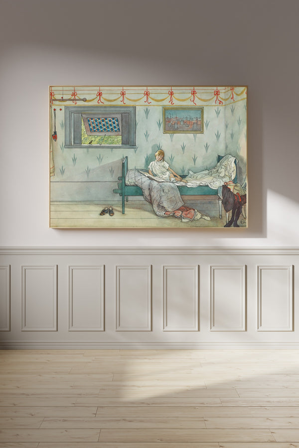 Carl Larsson — Cock-a-doodle-do, It's Seven O'Clock | Swedish Watercolour Print