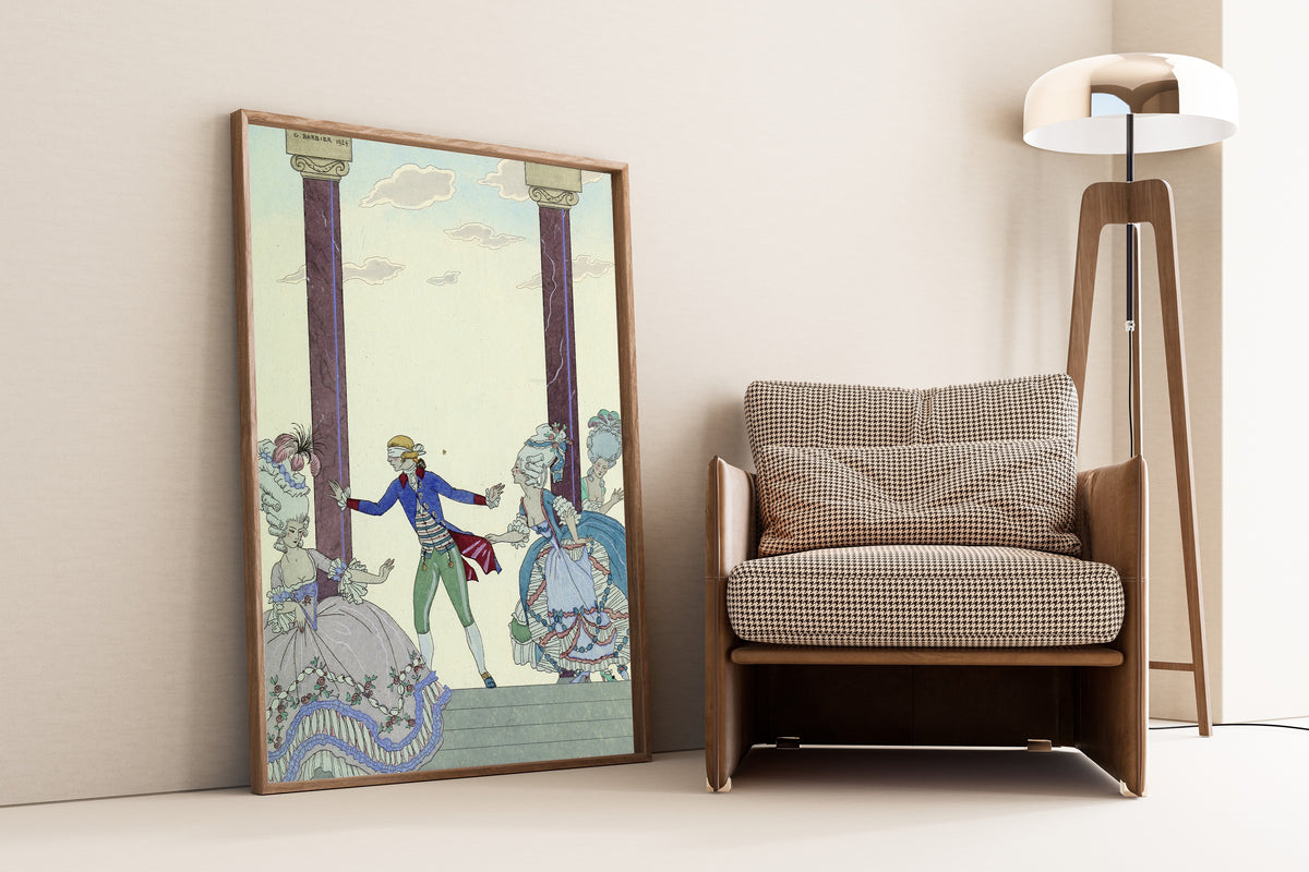 George Barbier — Colin-maillard [Blind Man's Buff] | Art Deco Fashion Print