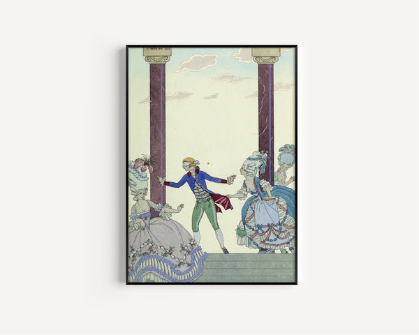 George Barbier — Colin-maillard [Blind Man's Buff] | Art Deco Fashion Print
