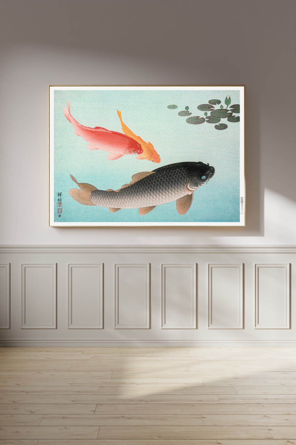Ohara Koson — Common and Golden Carp | Japanese Bird & Flower Woodblock Print