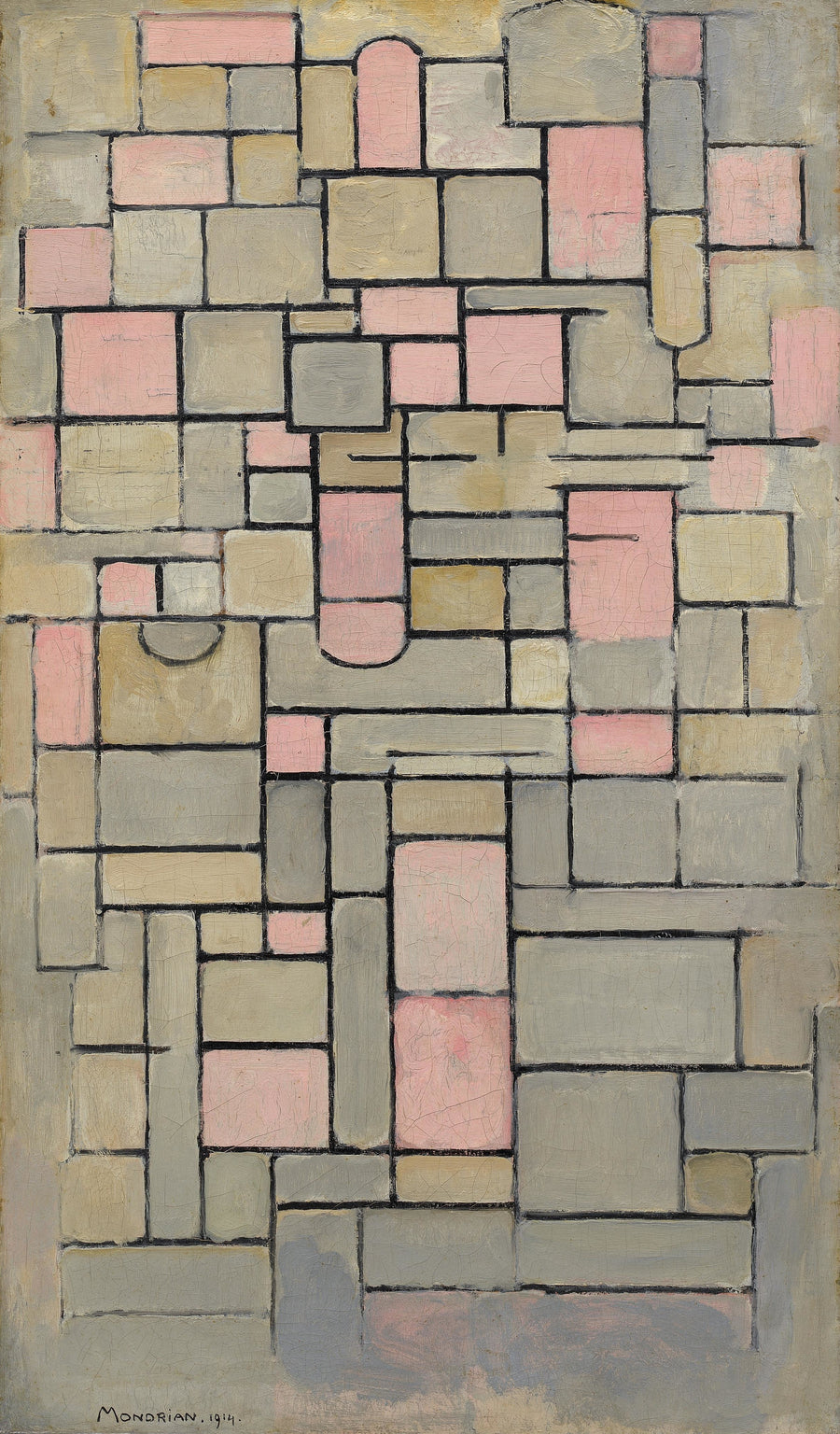 Piet Mondrian — Composition 8 | Art Print shown to scale on a wall above a sofa