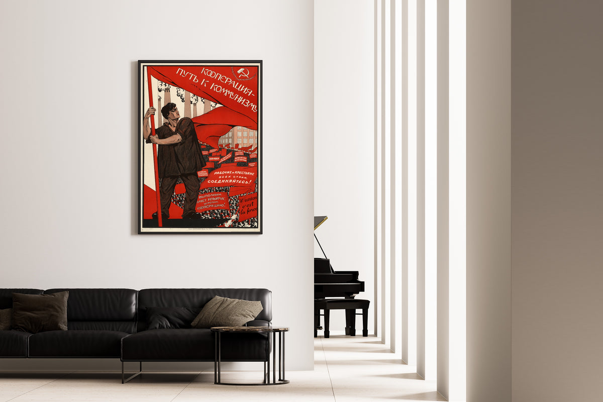Cooperation Is the Road to Communism | Vintage Soviet Propaganda Poster Print