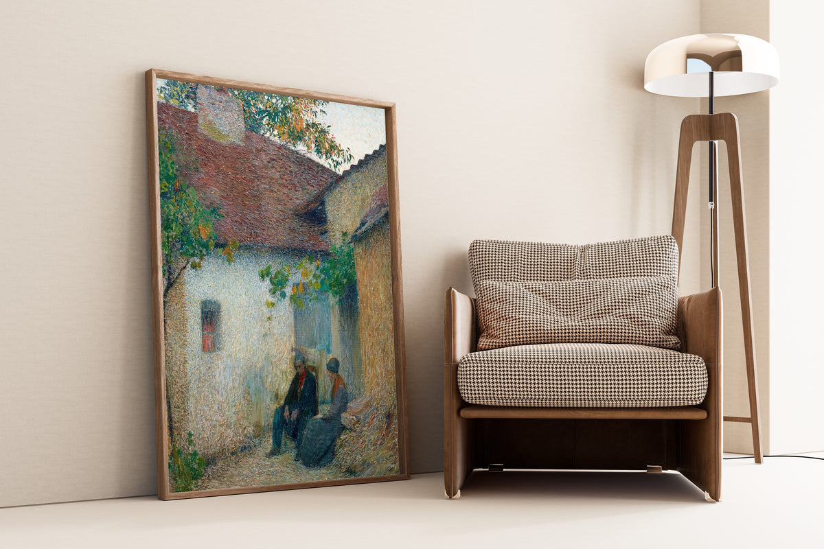 Henri Martin — Couple en conversation devant la ferme | Pointillist Portrait Print