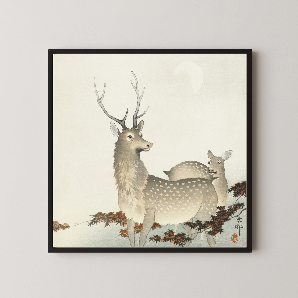 Ohara Koson — Couple of Deer | Japanese Bird & Flower Woodblock Print
