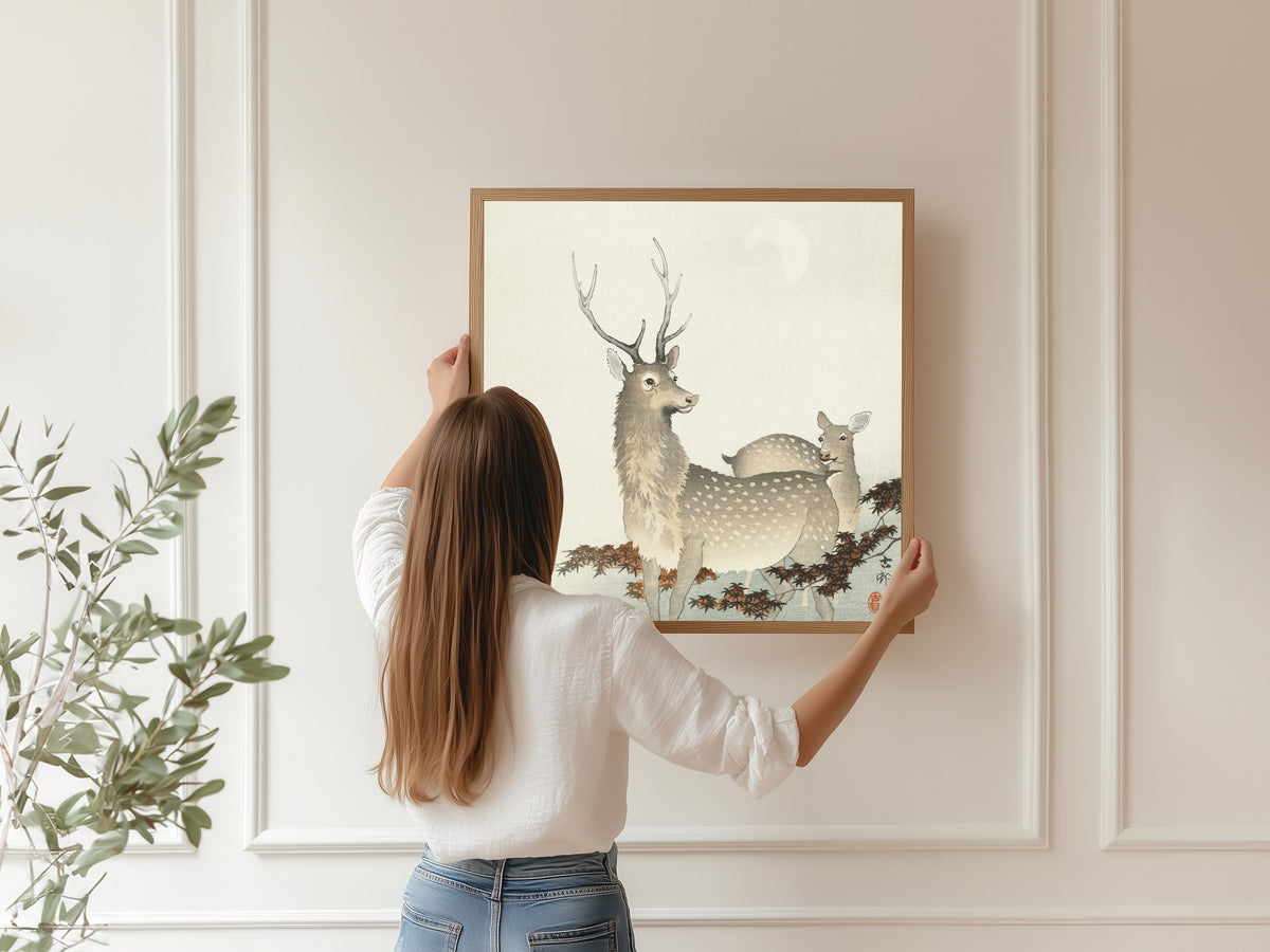 Ohara Koson — Couple of Deer | Japanese Bird & Flower Woodblock Print