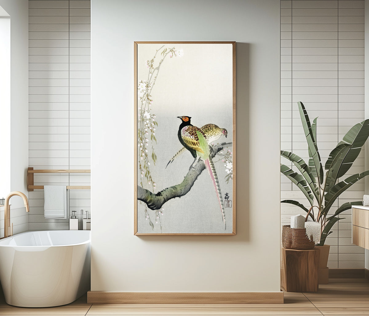Ohara Koson — Couple of Pheasants and Cherry Blossom | Japanese Bird & Flower Woodblock Print