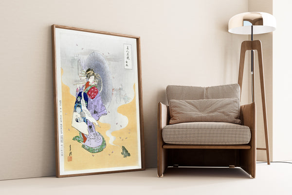 Ogata Gekkō — Courtesan and Frog (1887–1896) | Japanese Woodblock Print (Ukiyo-e)