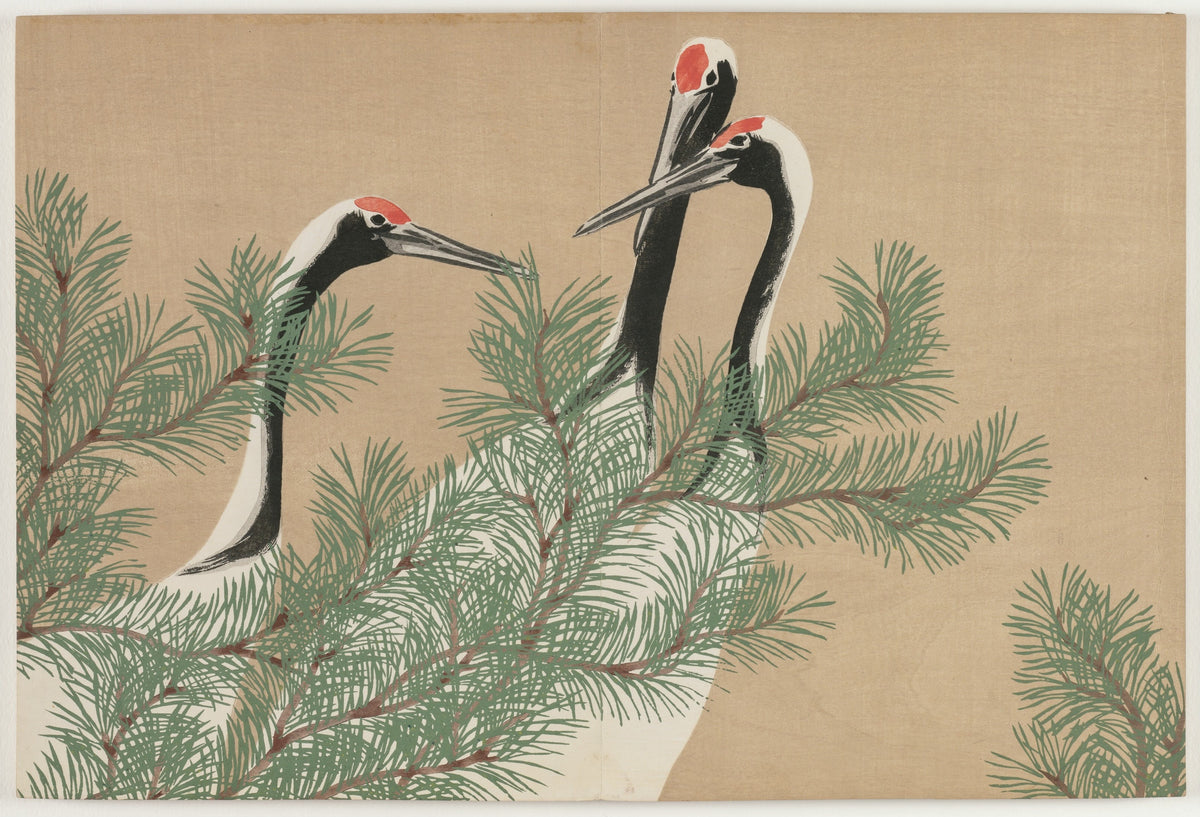 Kamisaka Sekka — Cranes | Japanese Woodblock Print