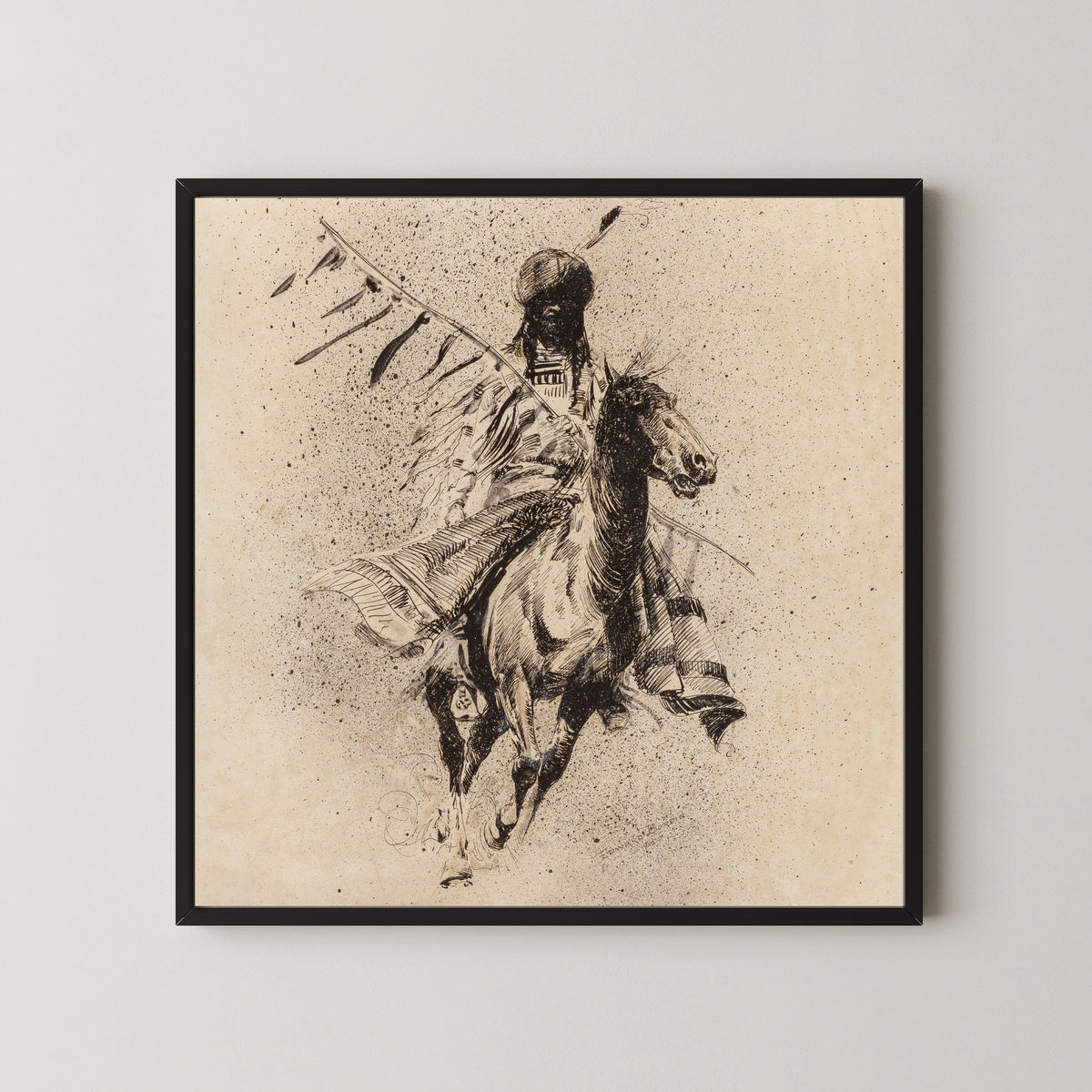 Edward Borein — Crow Indian Rider with Lance and Blanket | Western Art Print