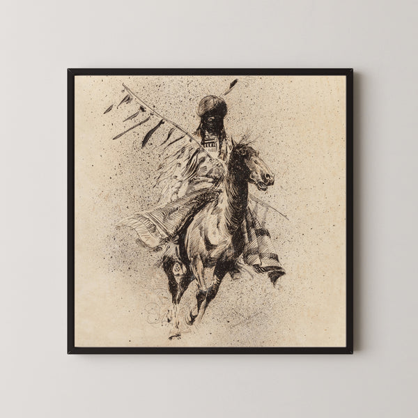 Edward Borein — Crow Indian Rider with Lance and Blanket | Western Art Print