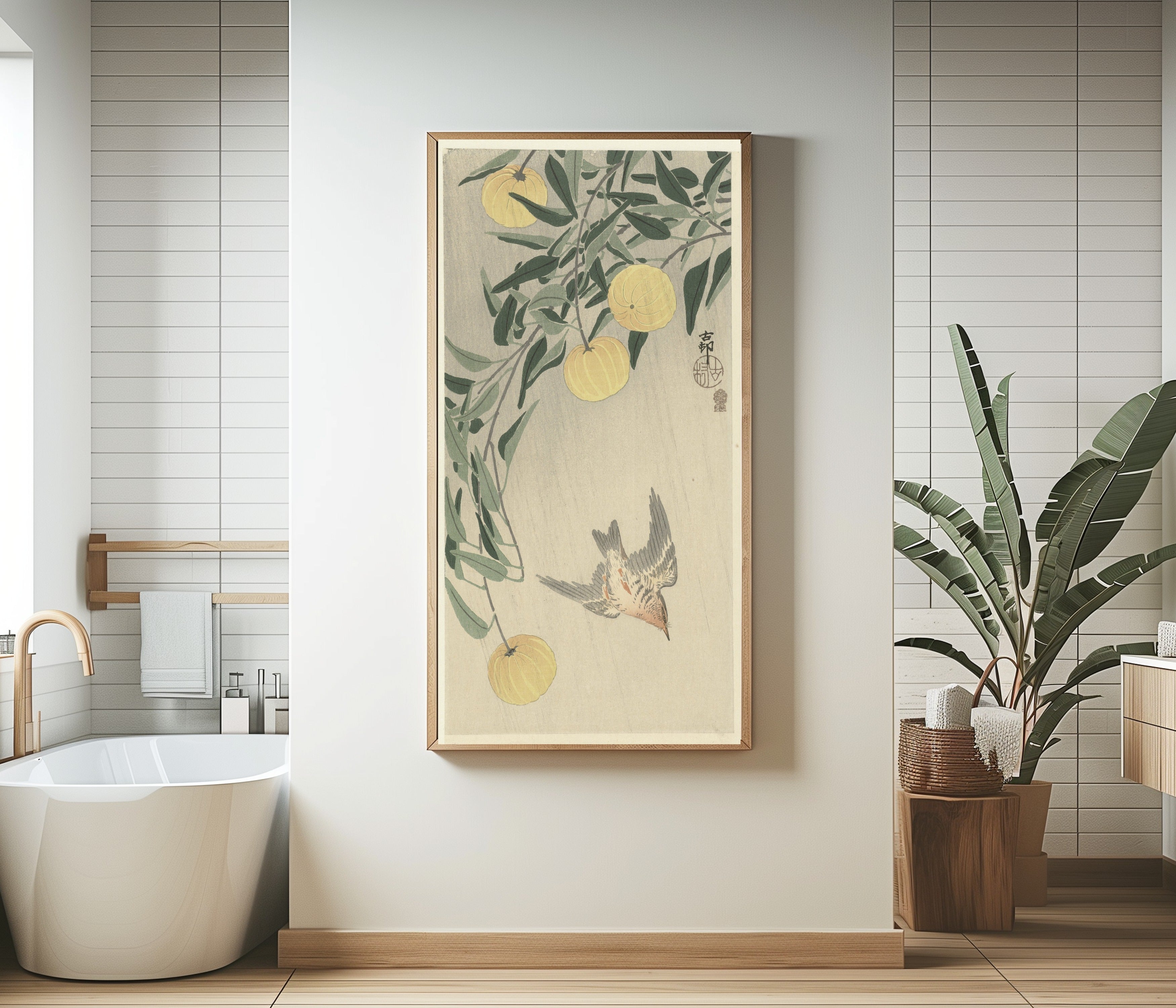 Ohara Koson — Cuckoo in the rain | Japanese Bird & Flower Woodblock Print