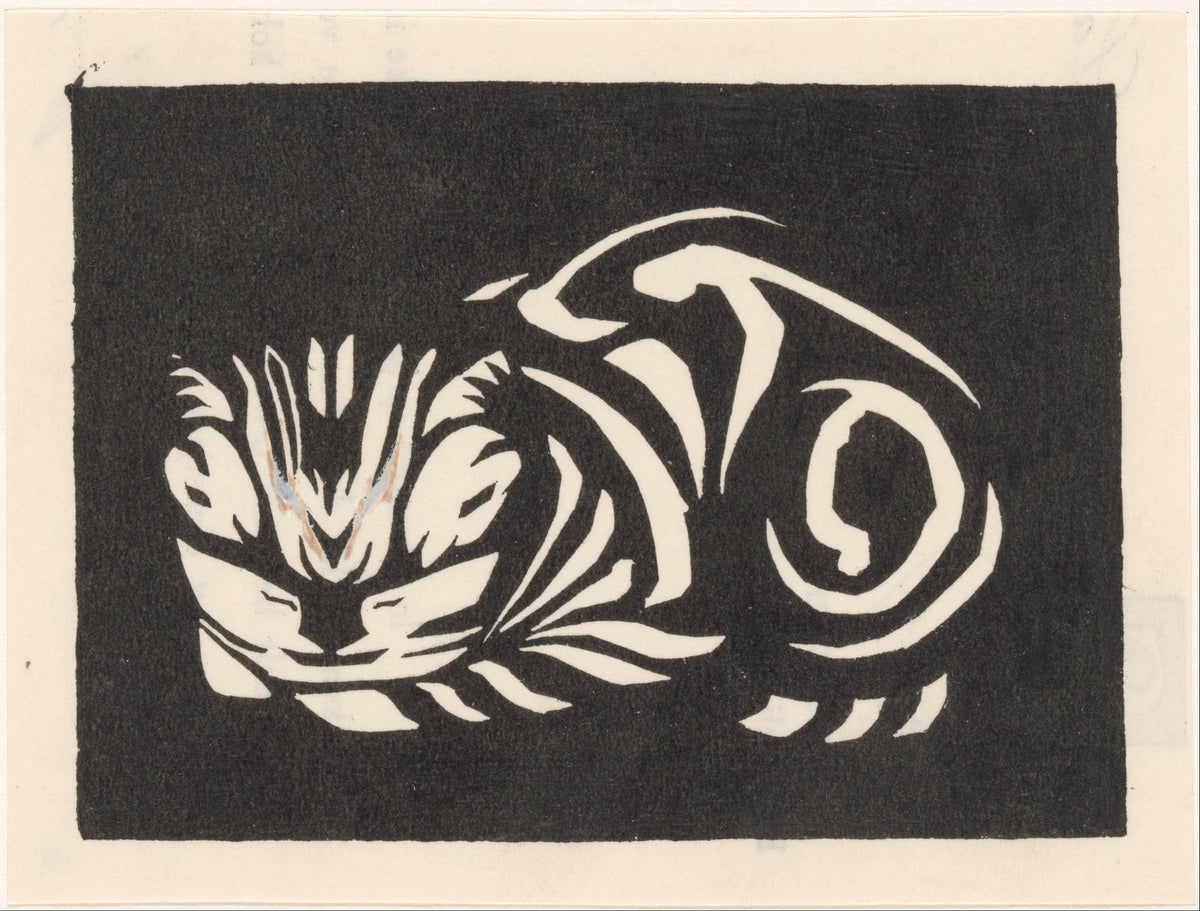 Julie de Graag — Curled cat | Woodcut Print
