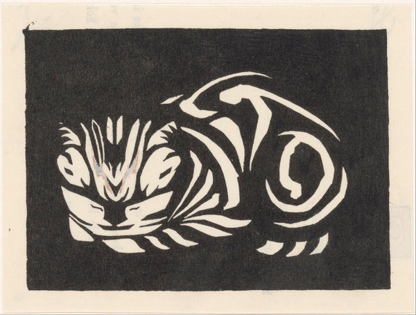 Julie de Graag — Curled cat | Woodcut Print