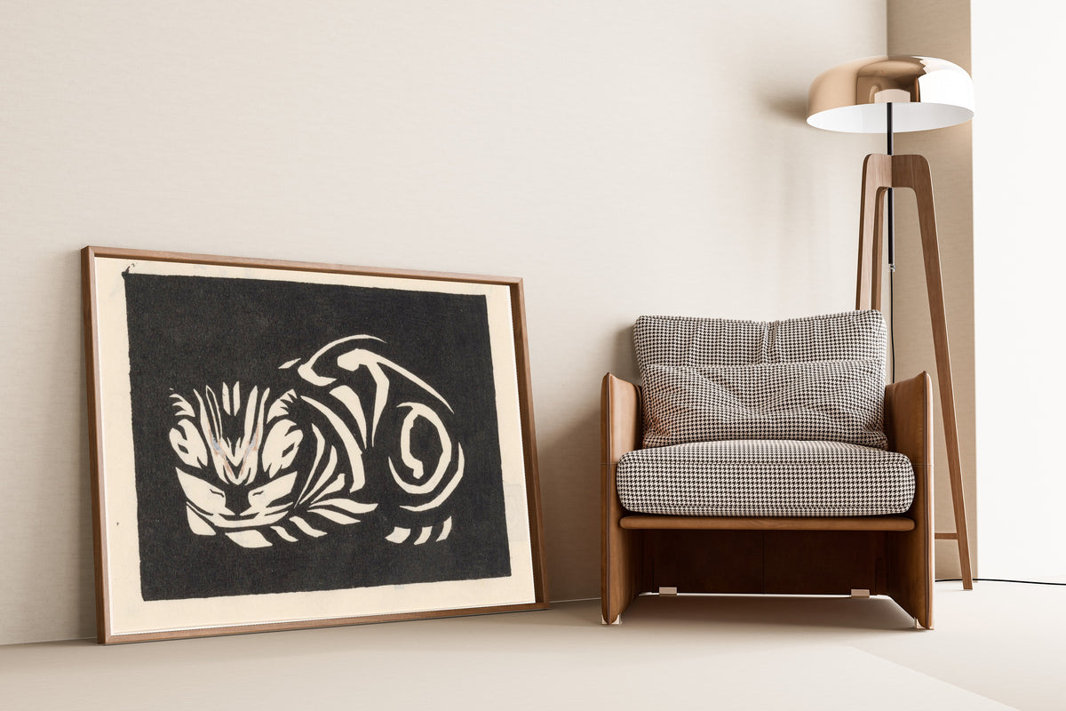 Julie de Graag — Curled cat | Woodcut Print