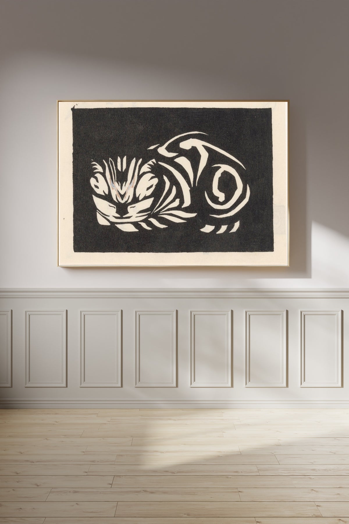 Julie de Graag — Curled cat | Woodcut Print