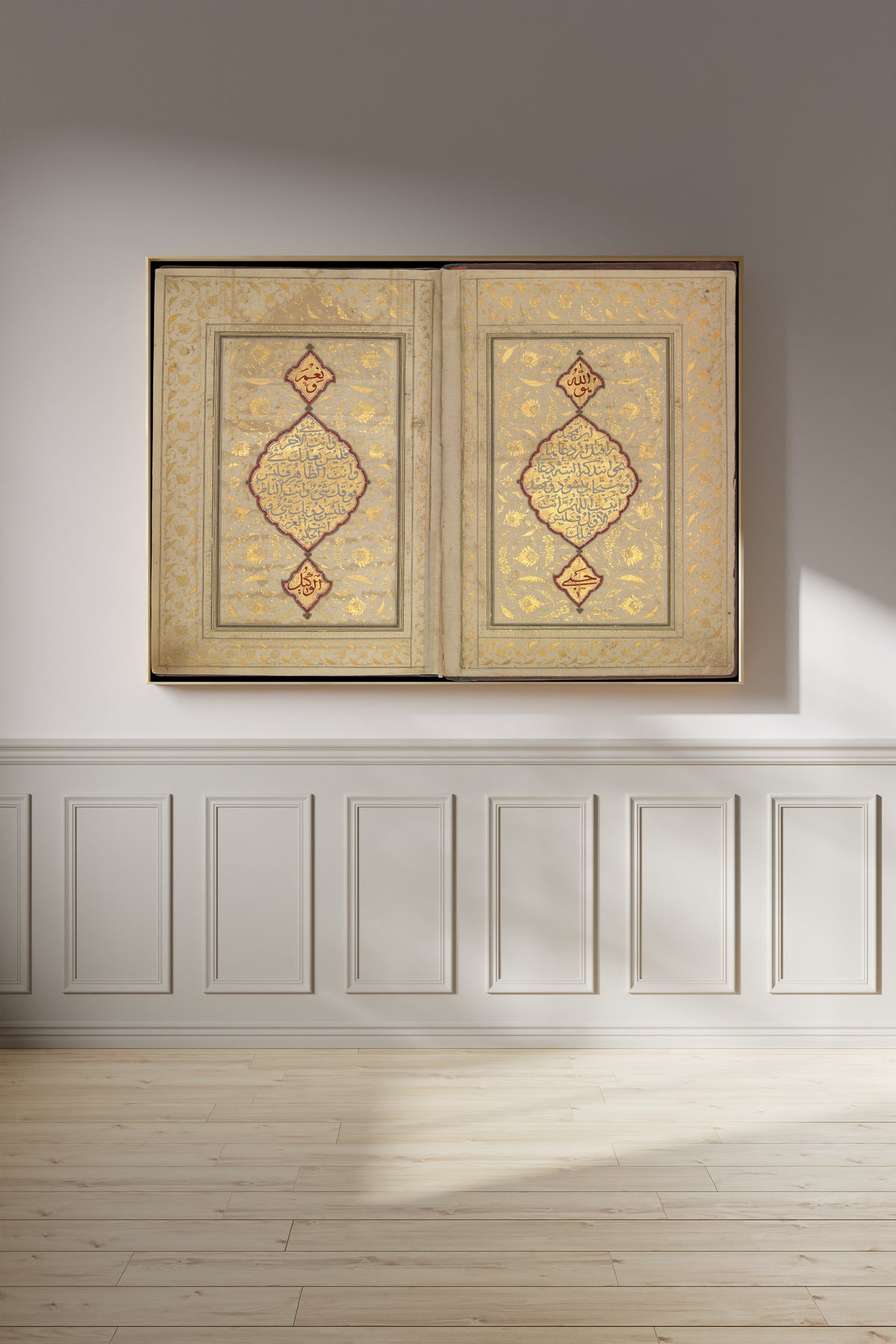 Ahmad Nairizi — Book of Prayers: Illuminated Opening with Gold Medallions | Islamic Calligraphy Art Print