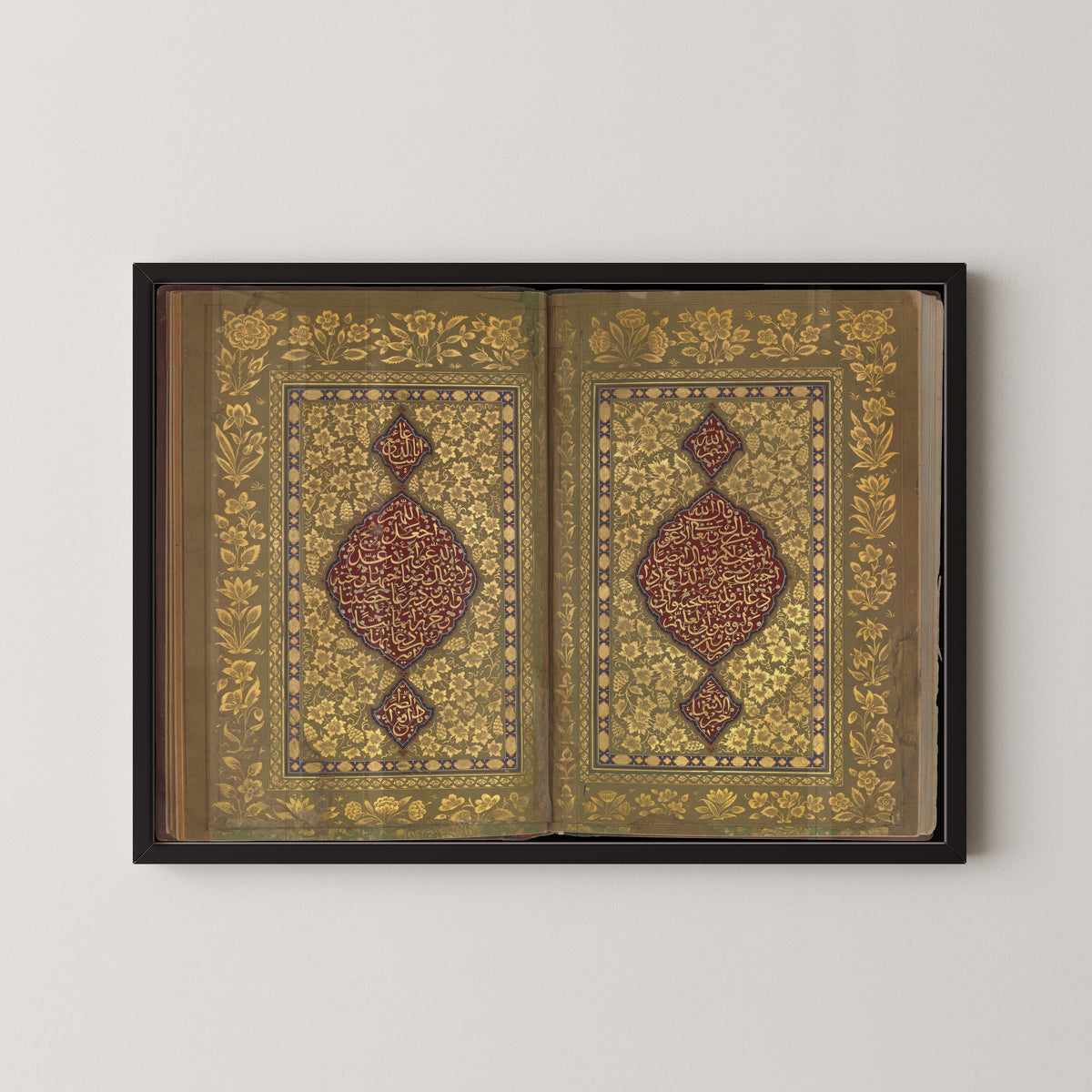 Ahmad Nairizi — Book of Prayers: Illuminated Opening with Crimson Medallions | Islamic Calligraphy Art Print