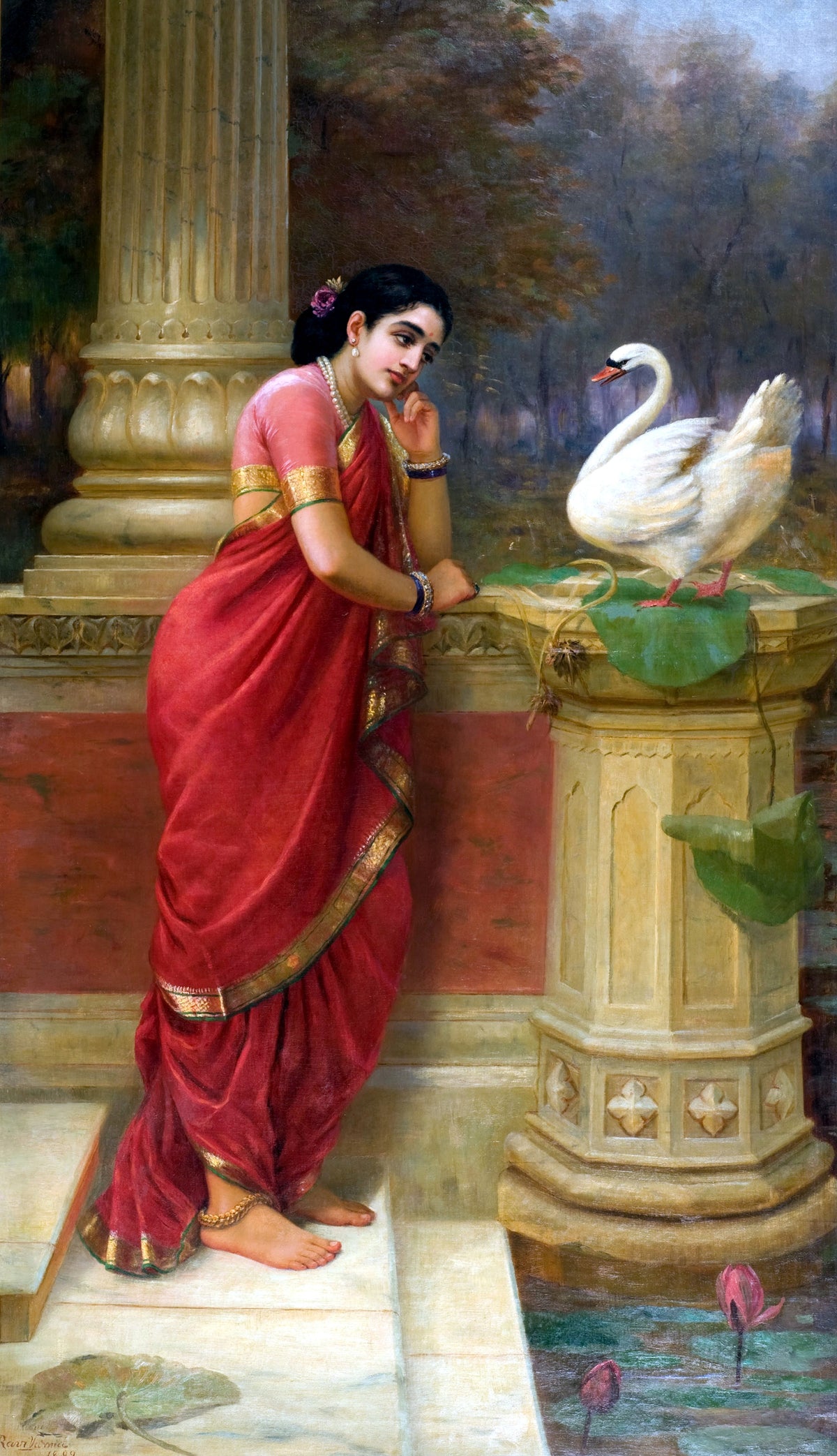 Raja Ravi Varma — Damayanti and the Hamsa | Fine Art Print