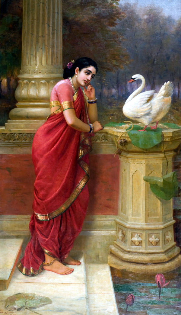 Raja Ravi Varma — Damayanti and the Hamsa | Fine Art Print
