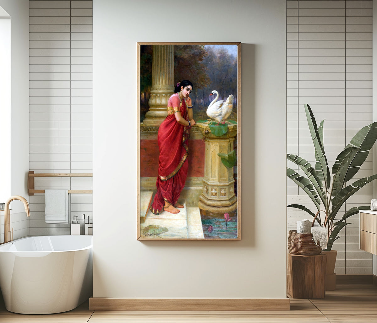 Raja Ravi Varma — Damayanti and the Hamsa | Fine Art Print