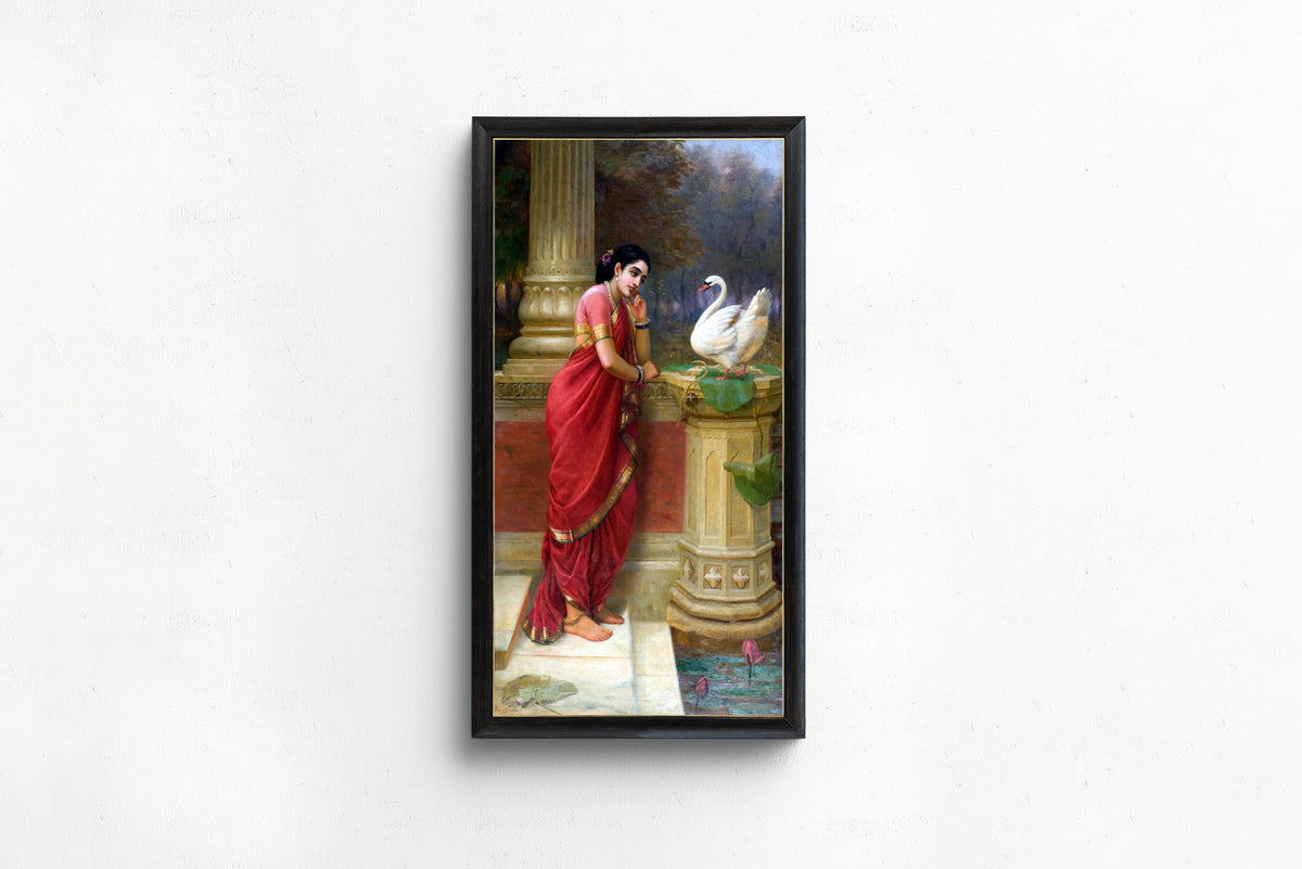 Raja Ravi Varma — Damayanti and the Hamsa | Fine Art Print
