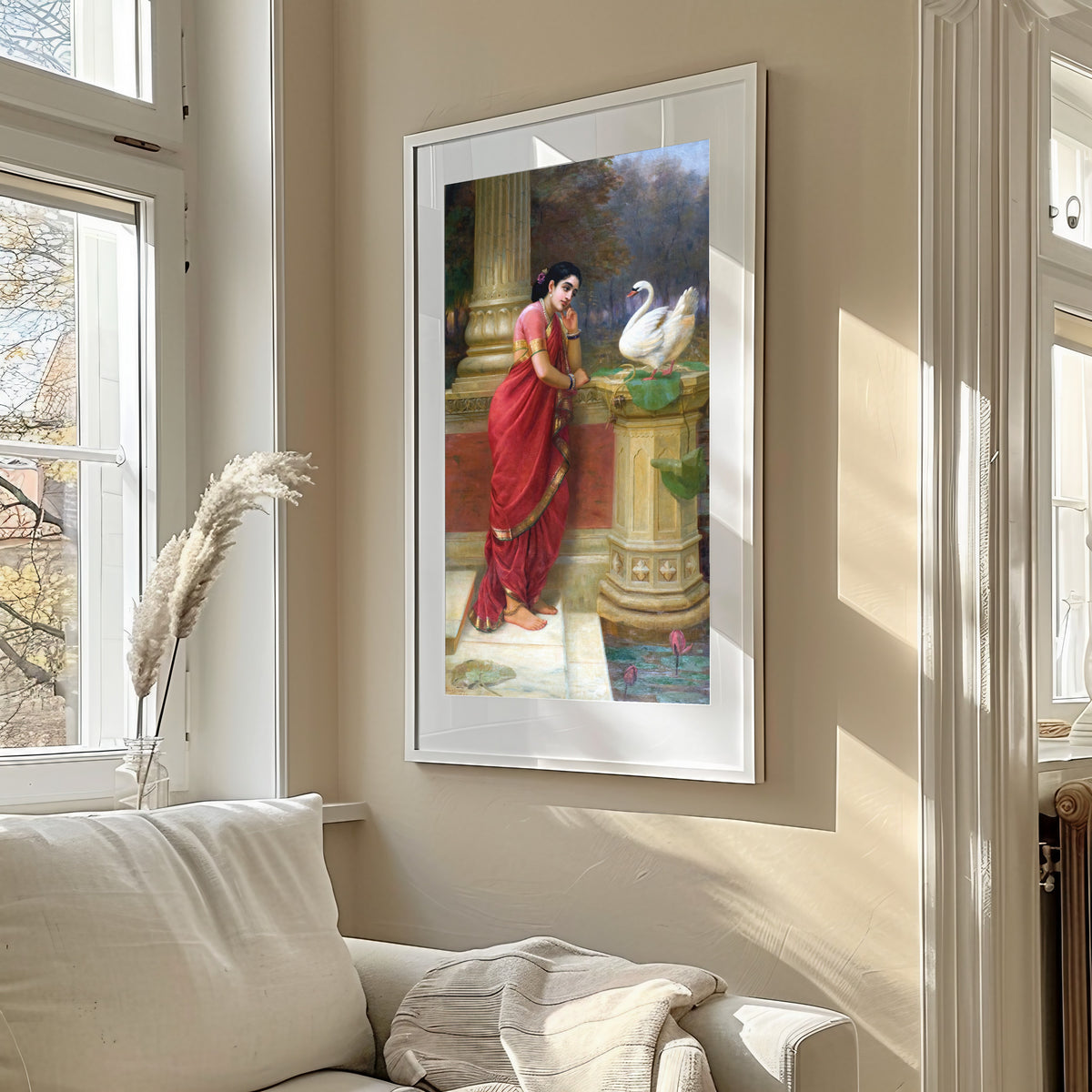 Raja Ravi Varma — Damayanti and the Hamsa | Fine Art Print