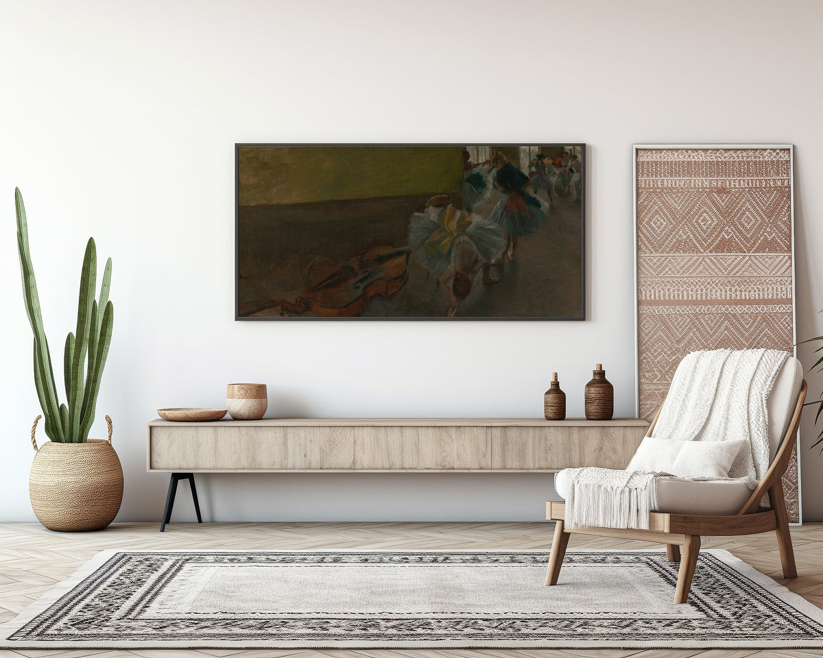 Edgar Degas — Dancers in the Rehearsal Room with a Double Bass | Fine Art Print