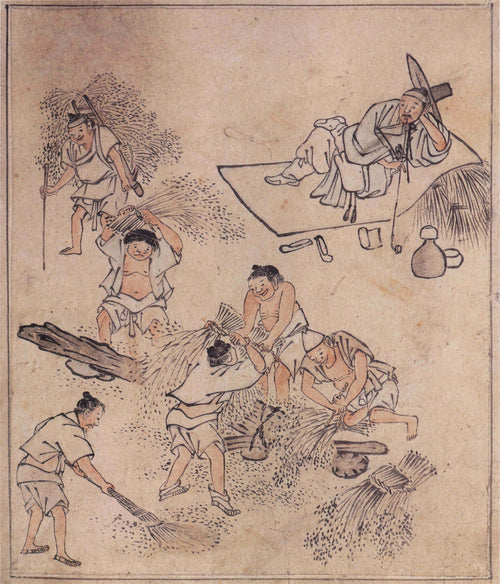 Kim Hong-do (Danwon) — Danwon Genre Painting Album: Threshing | Korean Painting Art Print