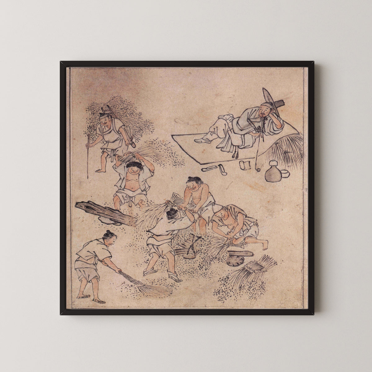 Kim Hong-do (Danwon) — Danwon Genre Painting Album: Threshing | Korean Painting Art Print