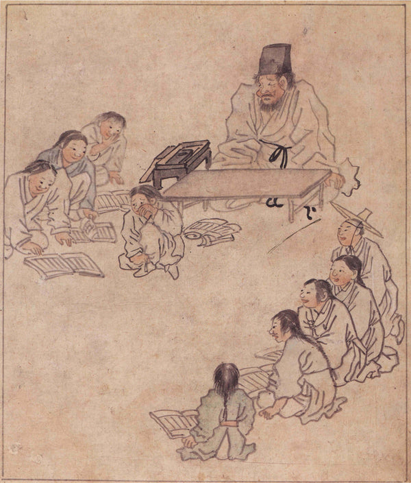 Kim Hong-do (Danwon) — Danwon Genre Painting Album: Village School | Korean Painting Art Print