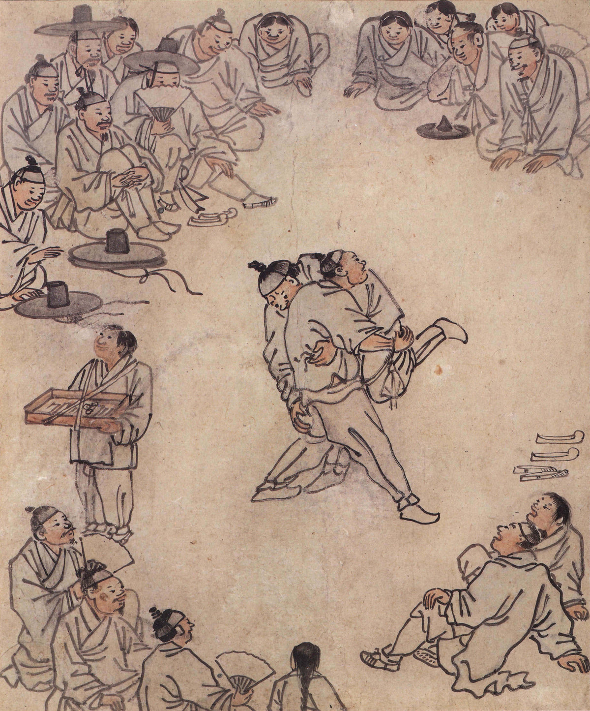 Kim Hong-do (Danwon) — Danwon Genre Painting Album: Wrestling | Korean Painting Art Print