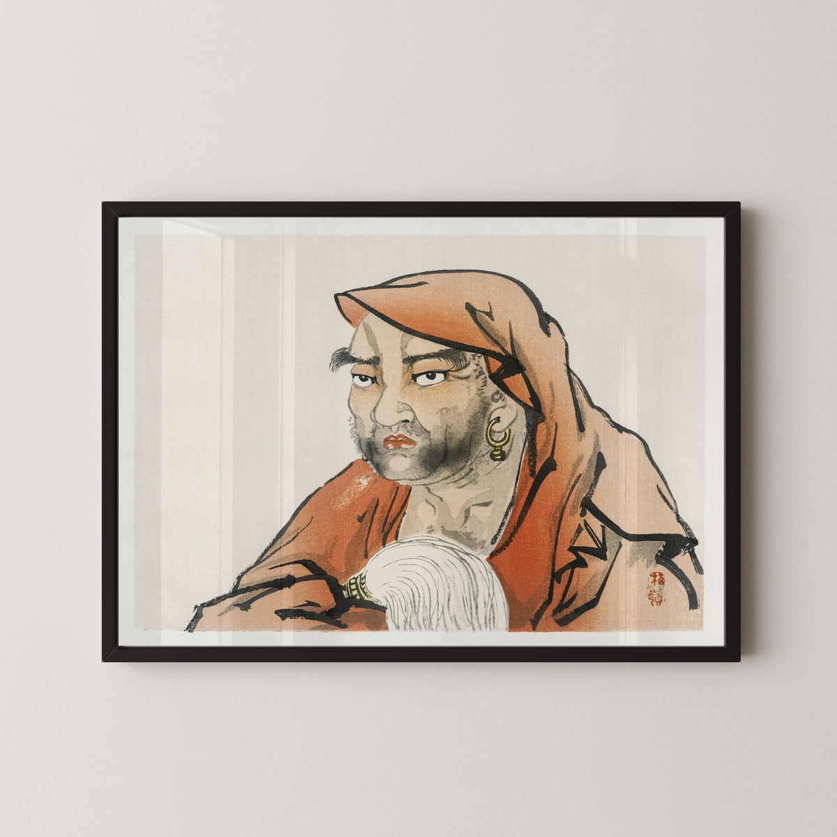 Kōno Bairei — Daruma (Bodhidharma) with a horsetail whisk | Japanese Woodblock Print (Ukiyo-e)
