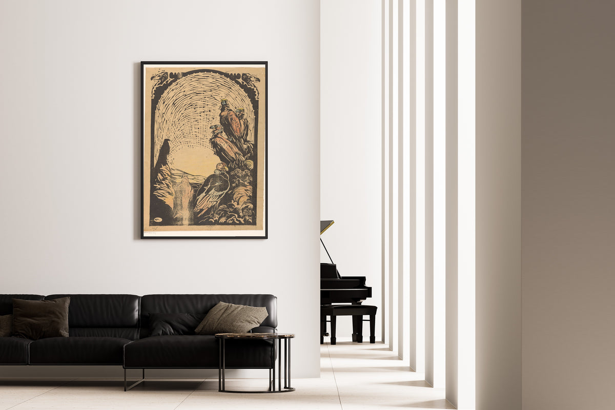 Huib Luns — De Condors | Art Nouveau Woodcut Print
