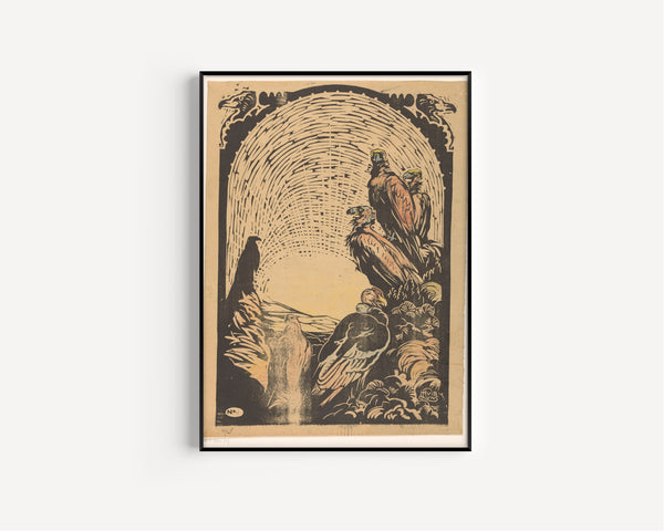 Huib Luns — De Condors | Art Nouveau Woodcut Print
