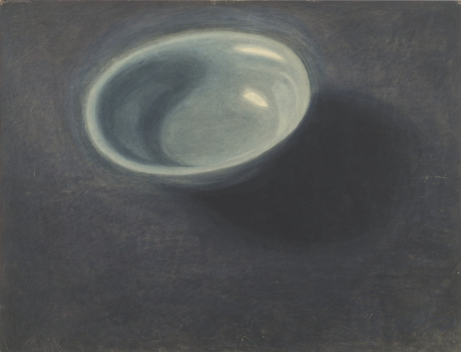 Léon Spilliaert — De blauwe teil | Symbolist Art Print shown to scale on a wall above a sofa