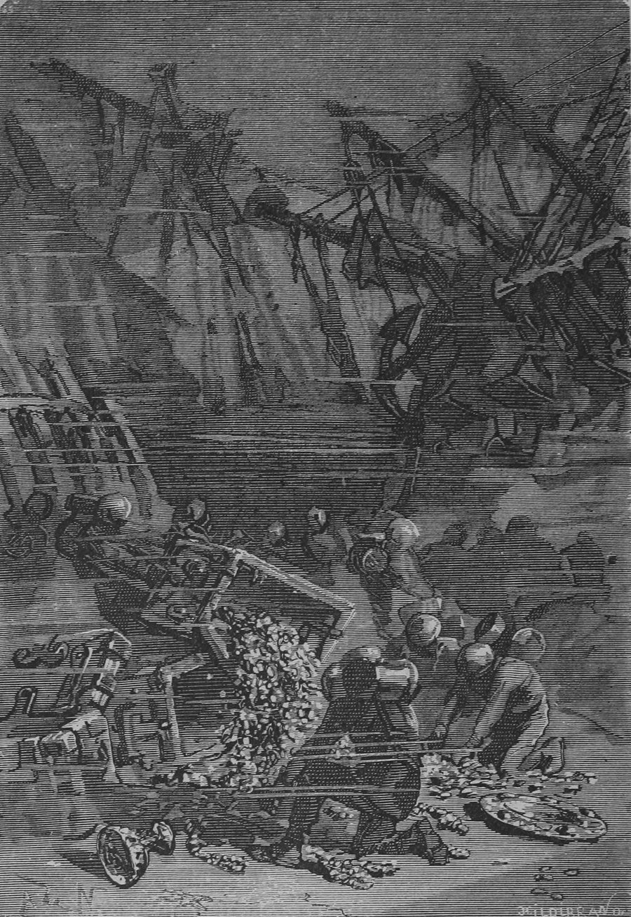 Alphonse de Neuville — De ces caisses s'échappaient des lingots (Ingots spilled out of these chests) | Vintage Illustration Print shown to scale on a wall above a sofa