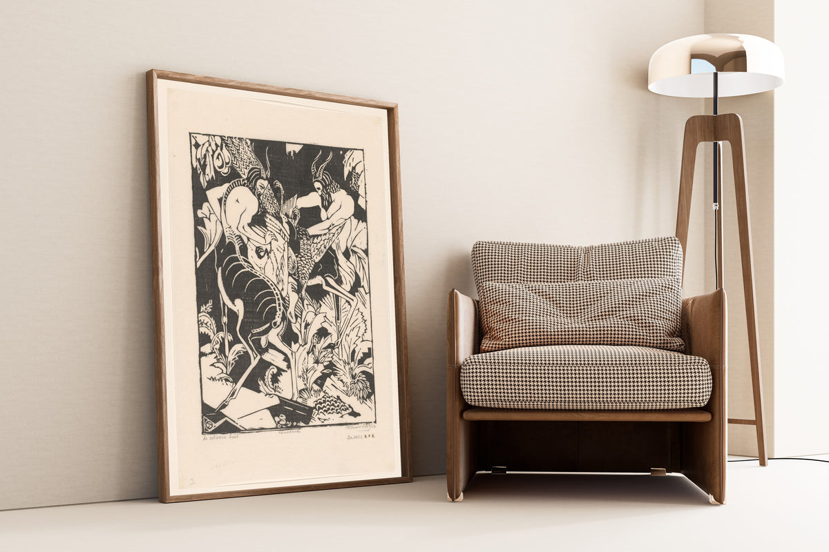 Henri van der Stok — De schoone buit [The fine catch] | Art Deco Woodcut Print