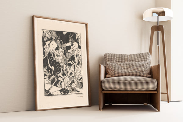 Henri van der Stok — De schoone buit [The fine catch] | Art Deco Woodcut Print