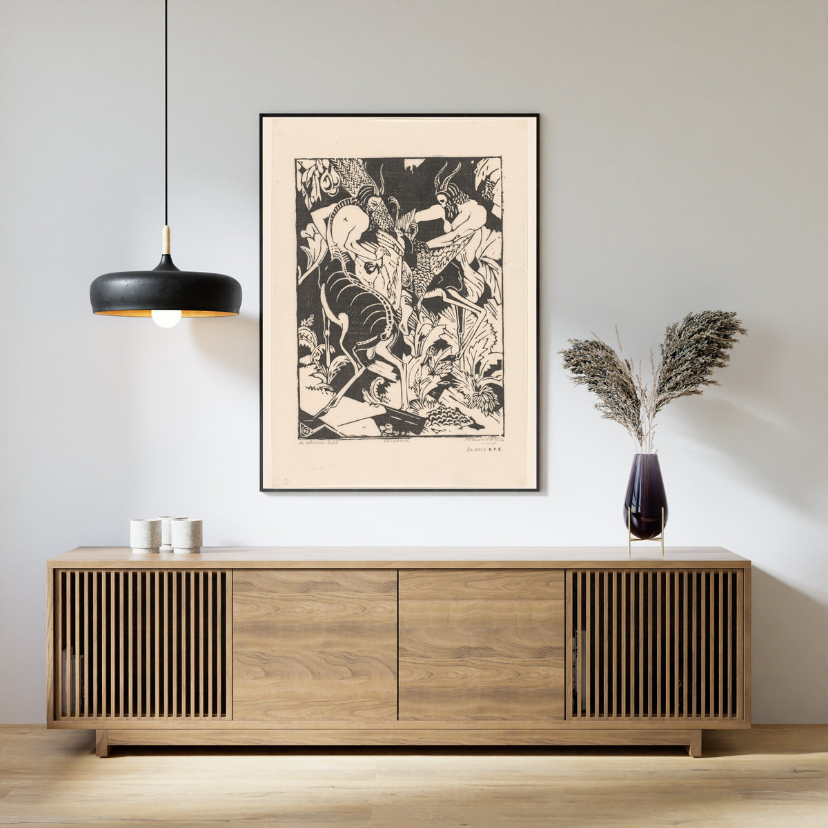 Henri van der Stok — De schoone buit [The fine catch] | Art Deco Woodcut Print
