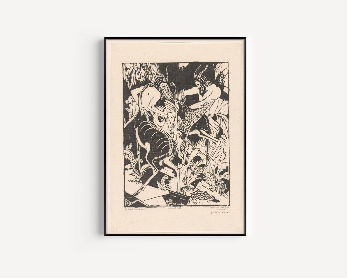 Henri van der Stok — De schoone buit [The fine catch] | Art Deco Woodcut Print