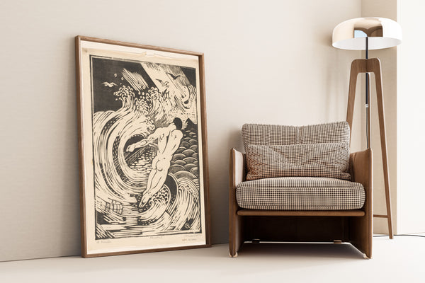 Henri van der Stok — De visscher [The fisherman] | Art Deco Woodcut Print