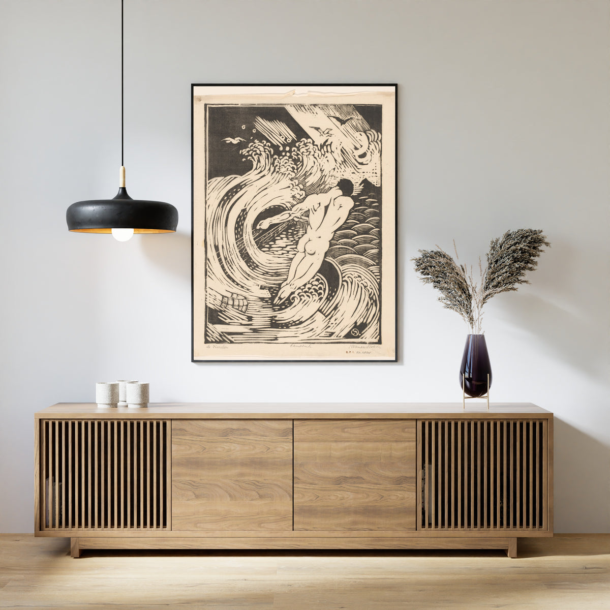 Henri van der Stok — De visscher [The fisherman] | Art Deco Woodcut Print