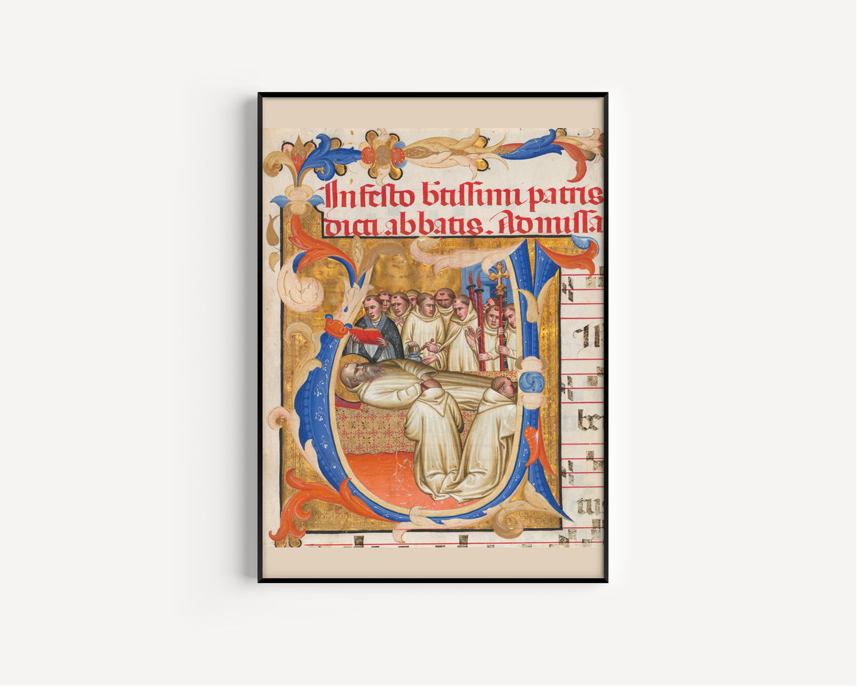 Fra Gregorio Mutii da Montalcino — Death of Saint Benedict | Illuminated Initial Print
