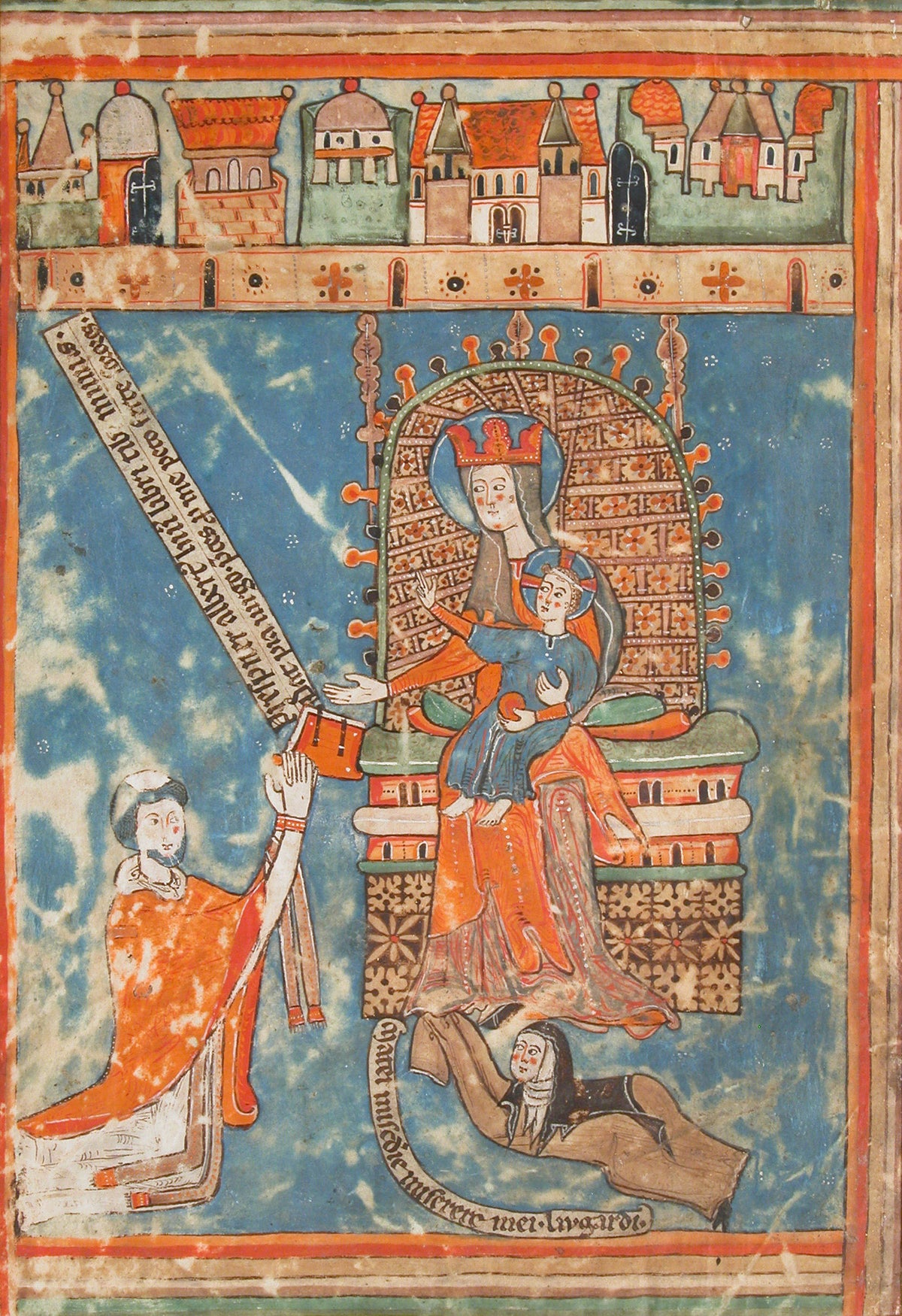 Dedication of a Book to the Virgin | Illuminated Manuscript Print
